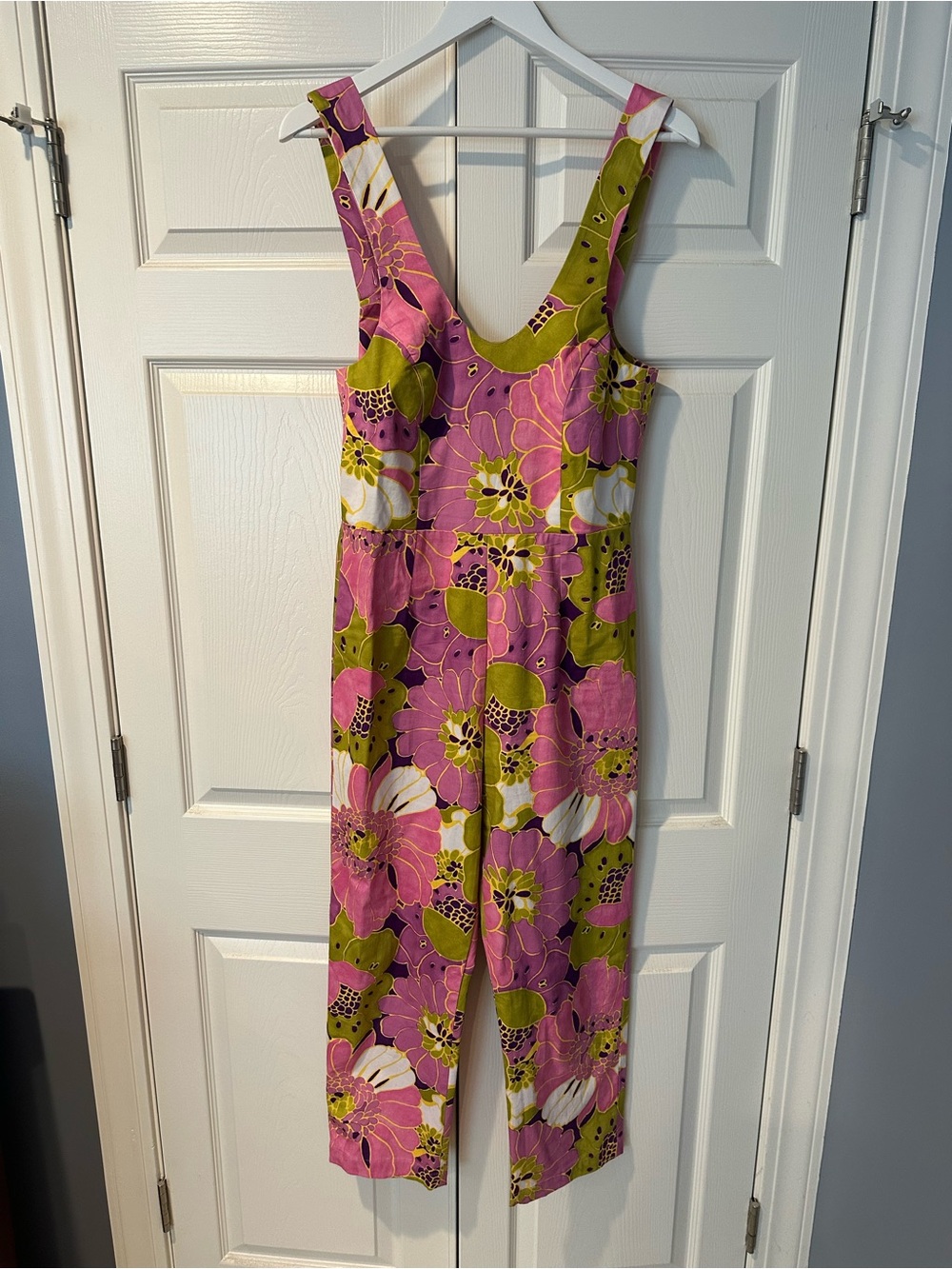 Frances Valentine Pink & Green Floral Jumpsuit with Vest - Picture 3 of 3